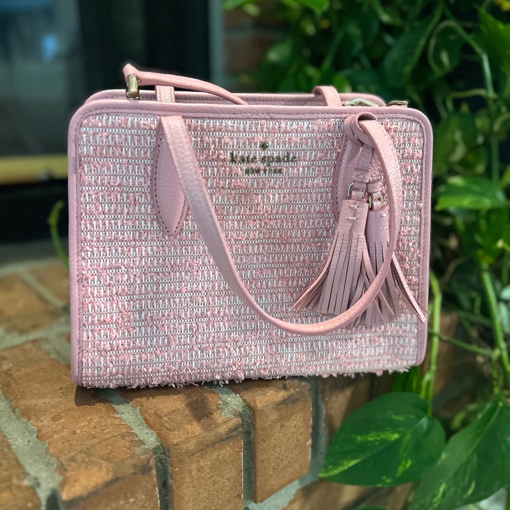 Kate Spade Pink Textured Shoulder Bag with Tassel